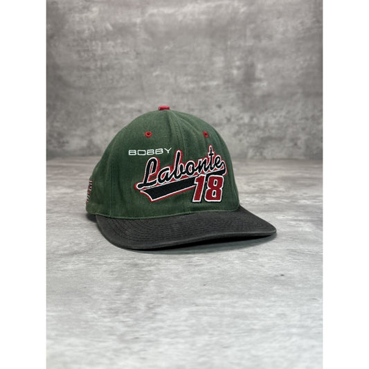 Vintage 90s Bobby Labonte #18 Embroidered Spellout Nascar Snapback Hat OSFA