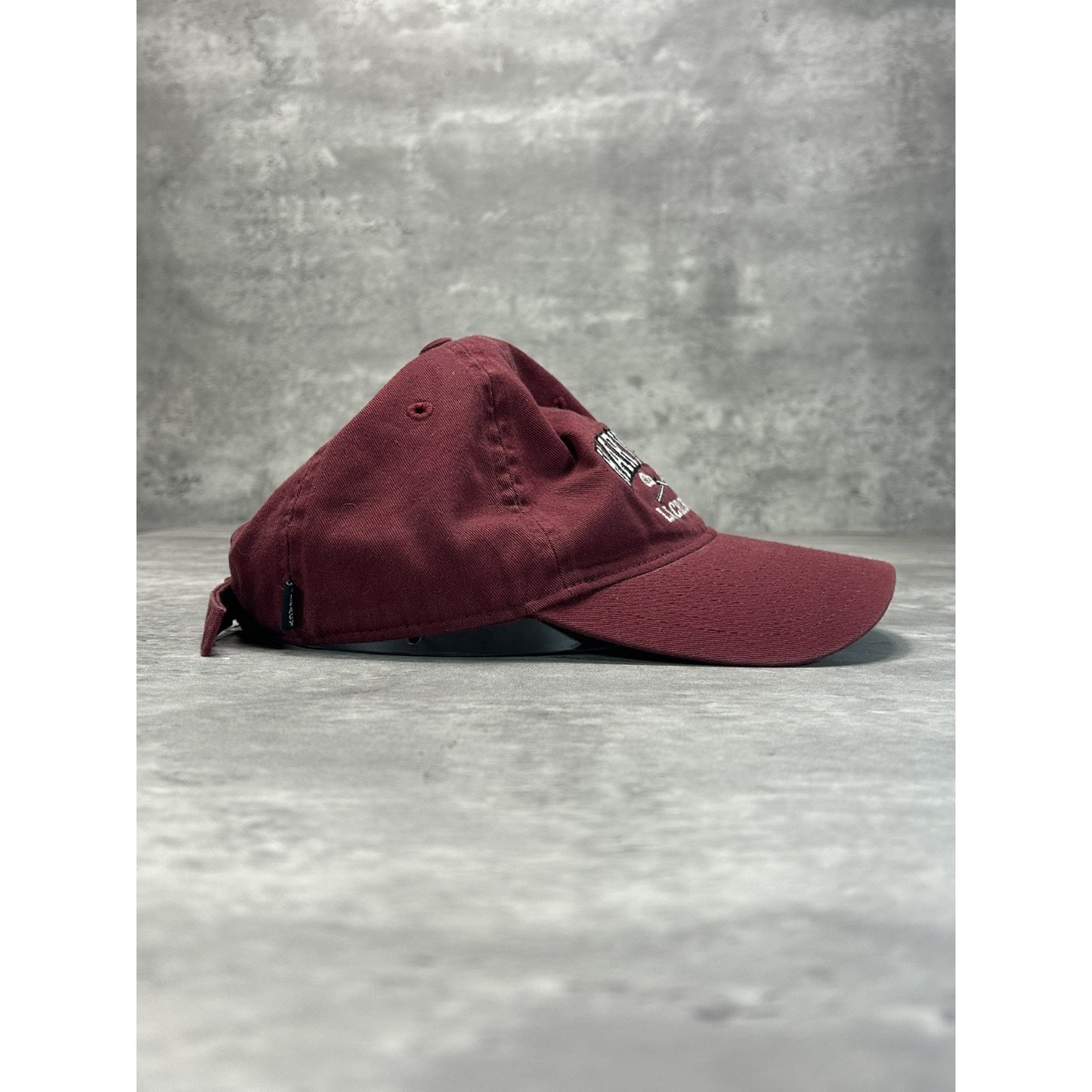 Vintage Harvard Lacrosse NCAA Embroidered Spellout Strapback Hat OSFA Maroon