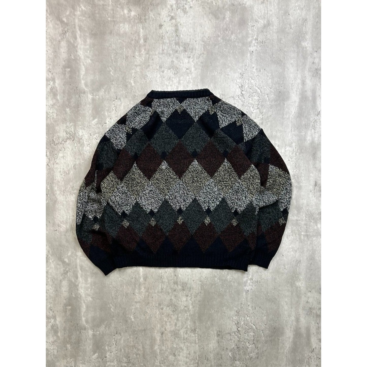 Vintage Puritan Diamond Stripe Print Pullover Knit Sweater Size Medium