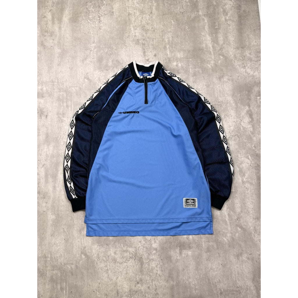 Vintage Umbro 1/4 Zip Embroidered Logo Keeper Soccer Jersey Size Large