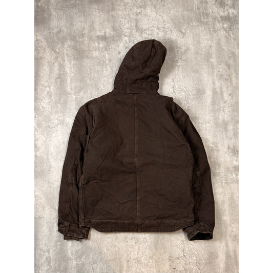 Vintage Carhartt Fleece Lined Canvas Workwear Hooded Detroit Jacket Size Large