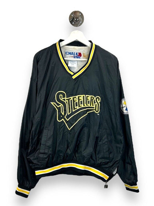 Vintage 90s Pittsburgh Steelers NFL Spell Out Nylon Chalk Line Jacket Size Large