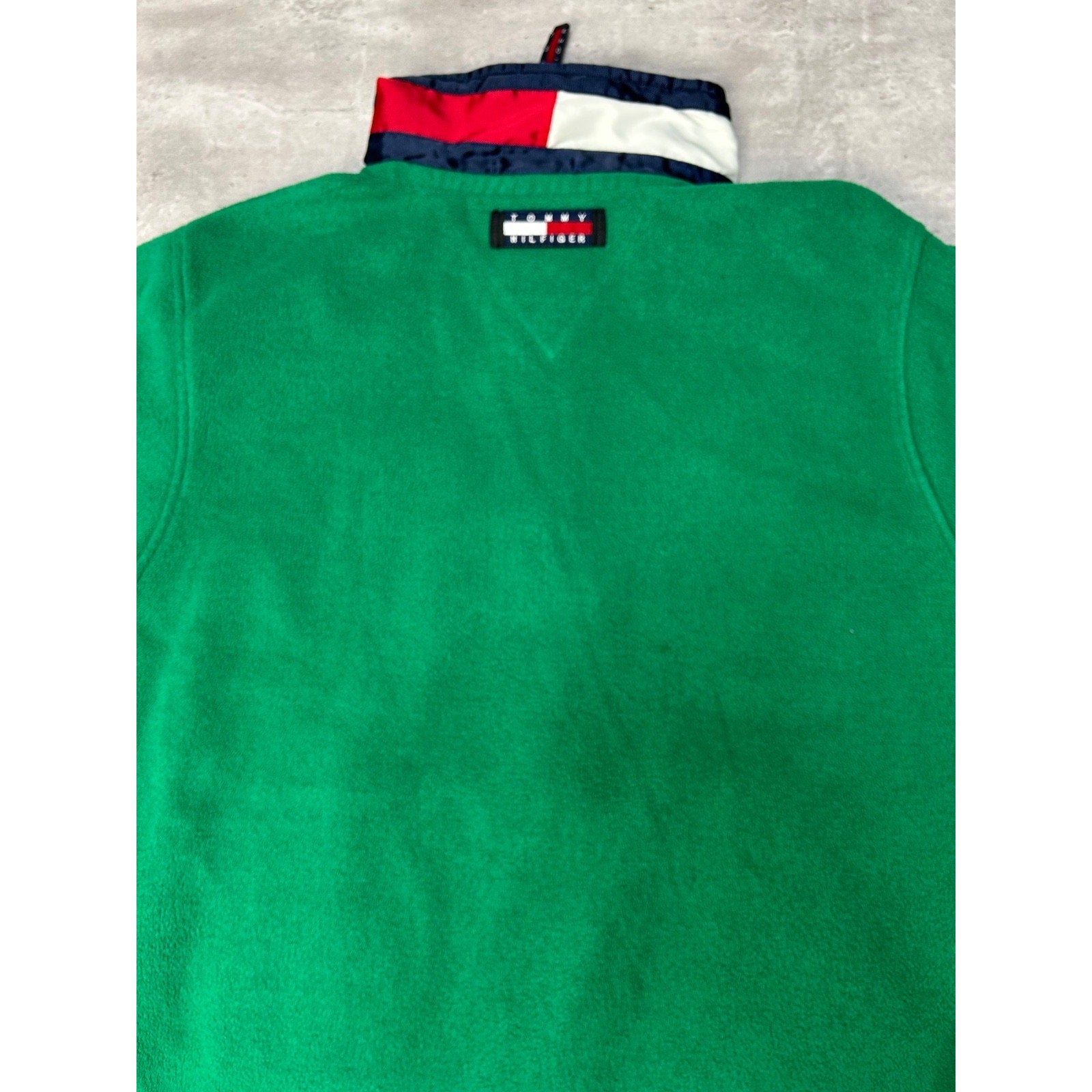 Vintage 90s Tommy Hilfiger Embroidered Flag Full Zip Fleece Sweatshirt Sz Large
