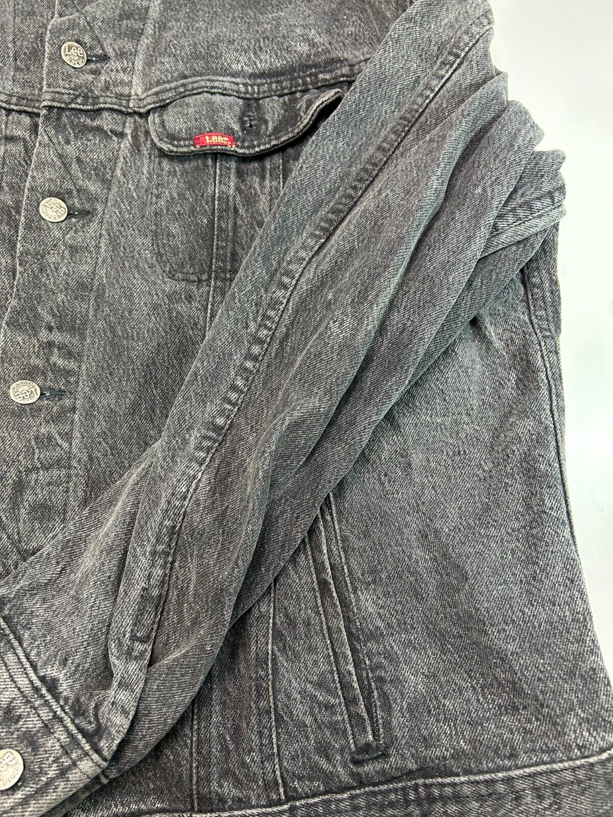 Vintage 80s/90s Lee Black Wash Denim Trucker Jacket Size XL