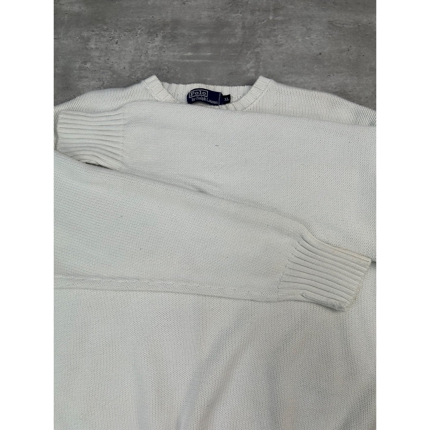 Vintage Polo Ralph Lauren Embroidered Pony Knit Sweater Size XL White