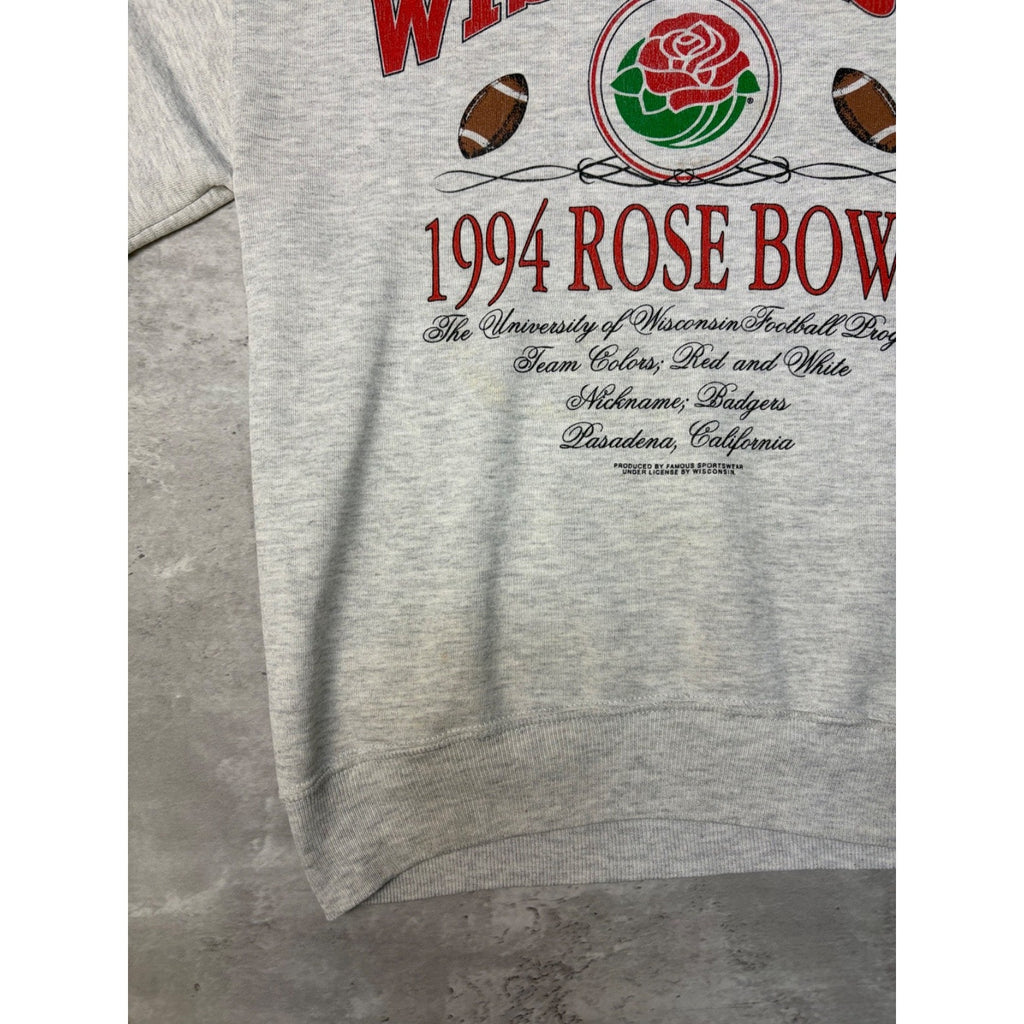 Vintage 1994 Wisconsin Badgers NCAA Rose Bowl Graphic Sweatshirt Size Medium