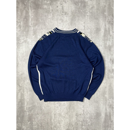 Vintage 90s Gochu Ribbed Abstract 3D Knit Sweater Size Large Blue