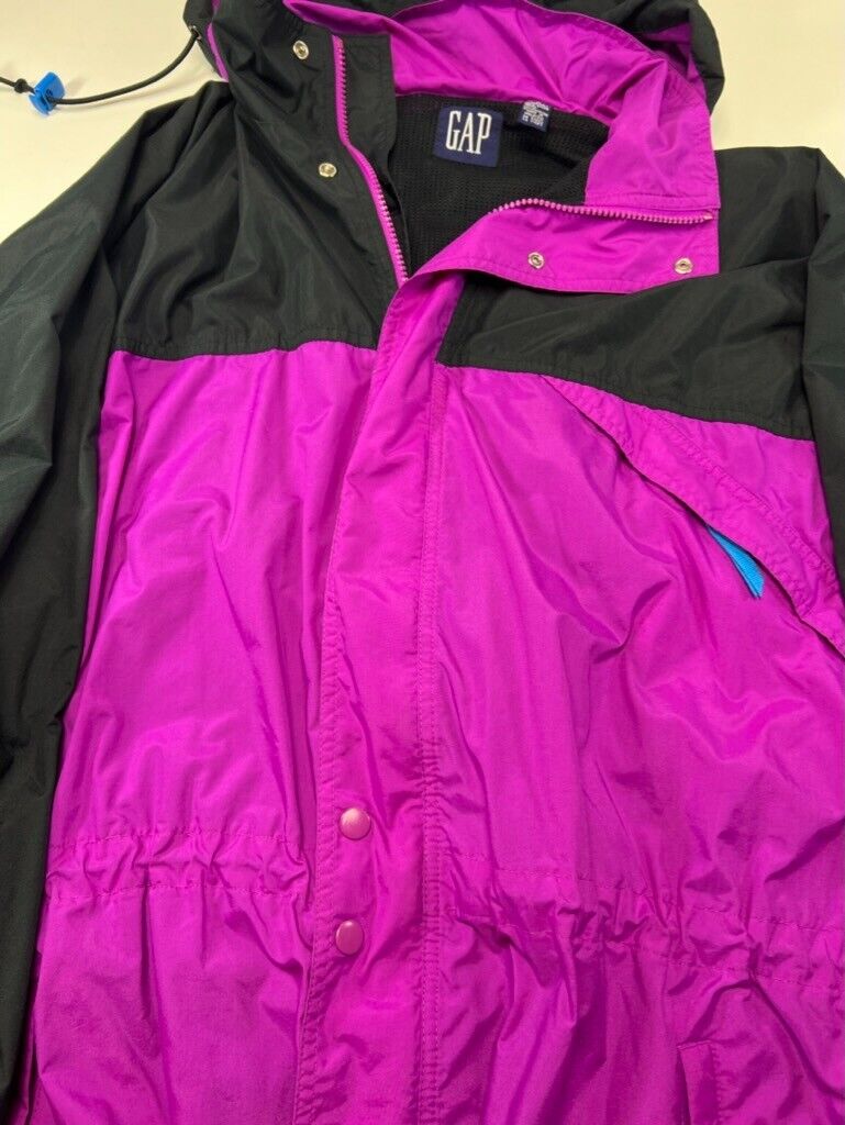 Vintage 90s Gap Nylon Full Zip Two Tone Cinched Windbreaker Jacket Size Medium