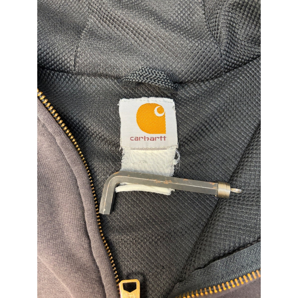 Vintage Carhartt Thermal Lined Full Zip Embroidered Patch Sweatshirt Size Large