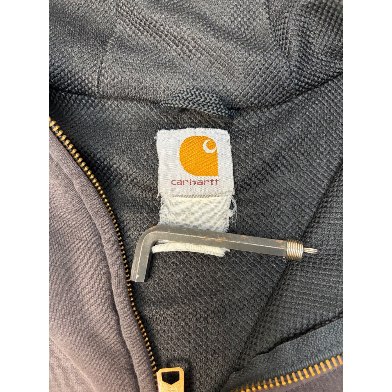 Vintage Carhartt Thermal Lined Full Zip Embroidered Patch Sweatshirt Size Large
