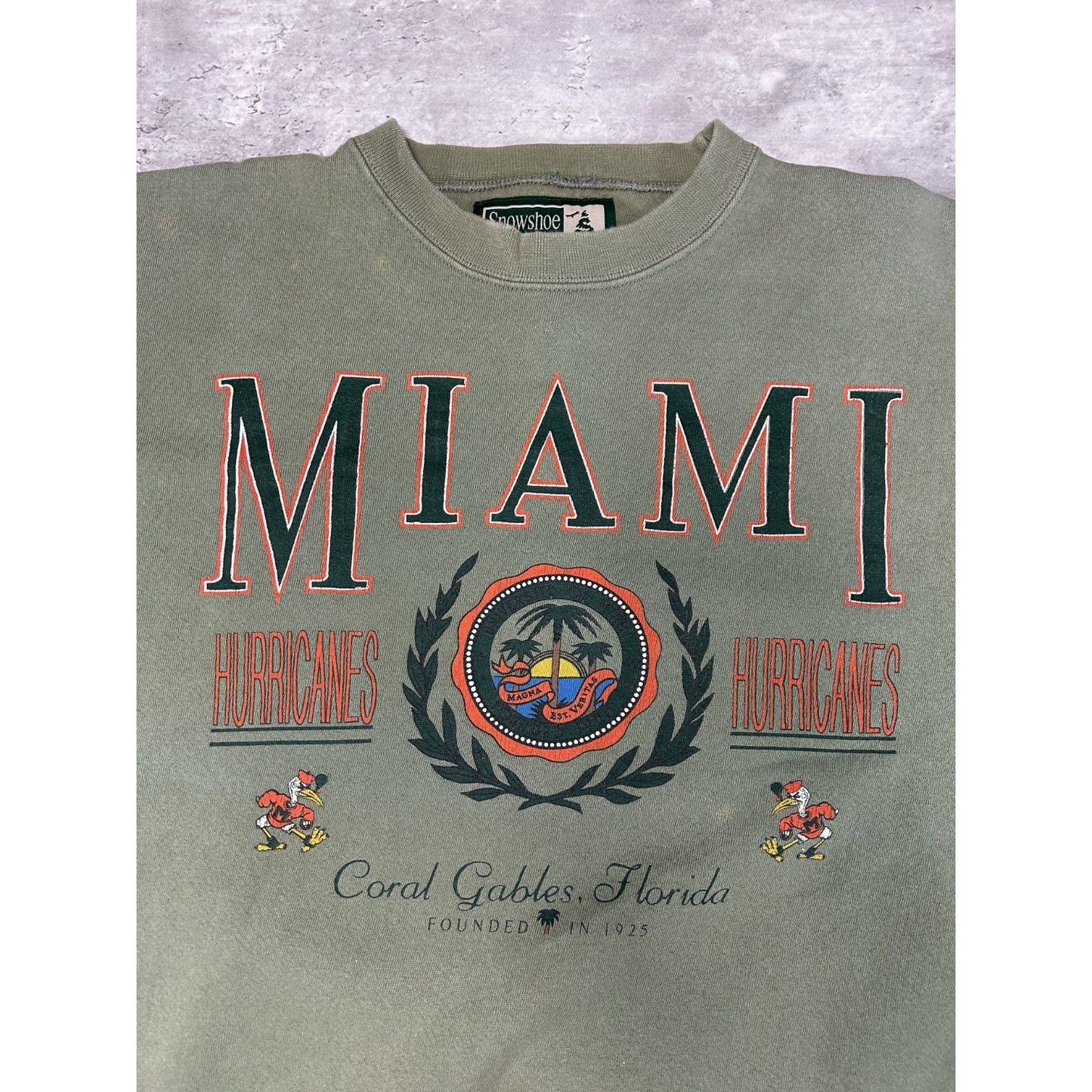 Vintage 90s Miami Hurricanes NCAA Spellout Graphic Collegiate Sweatshirt Large