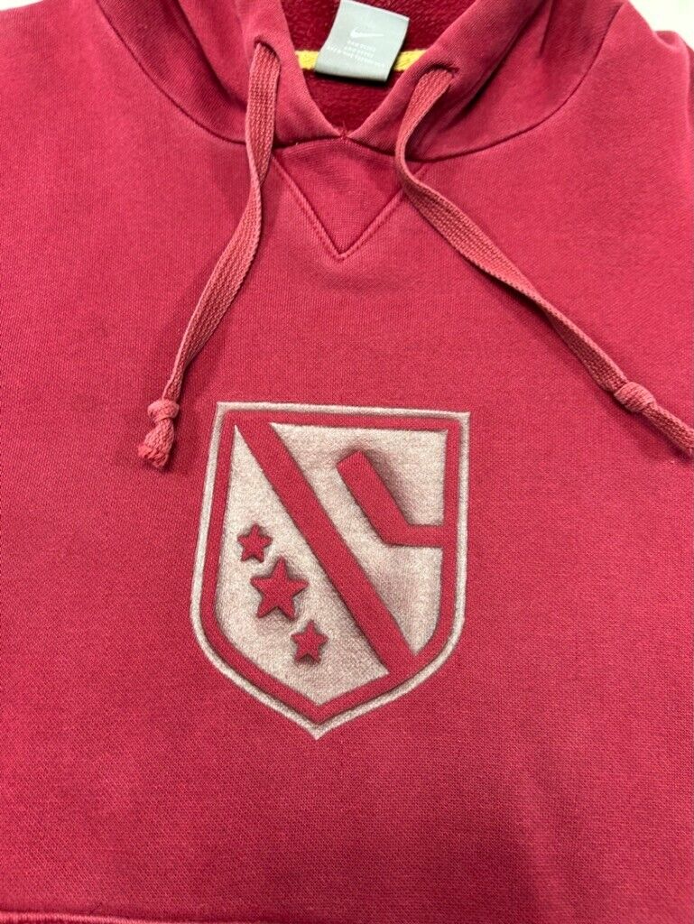 Vintage Y2K Nike Hockey Graphic Embroidered Hooded Sweatshirt Size Medium Red