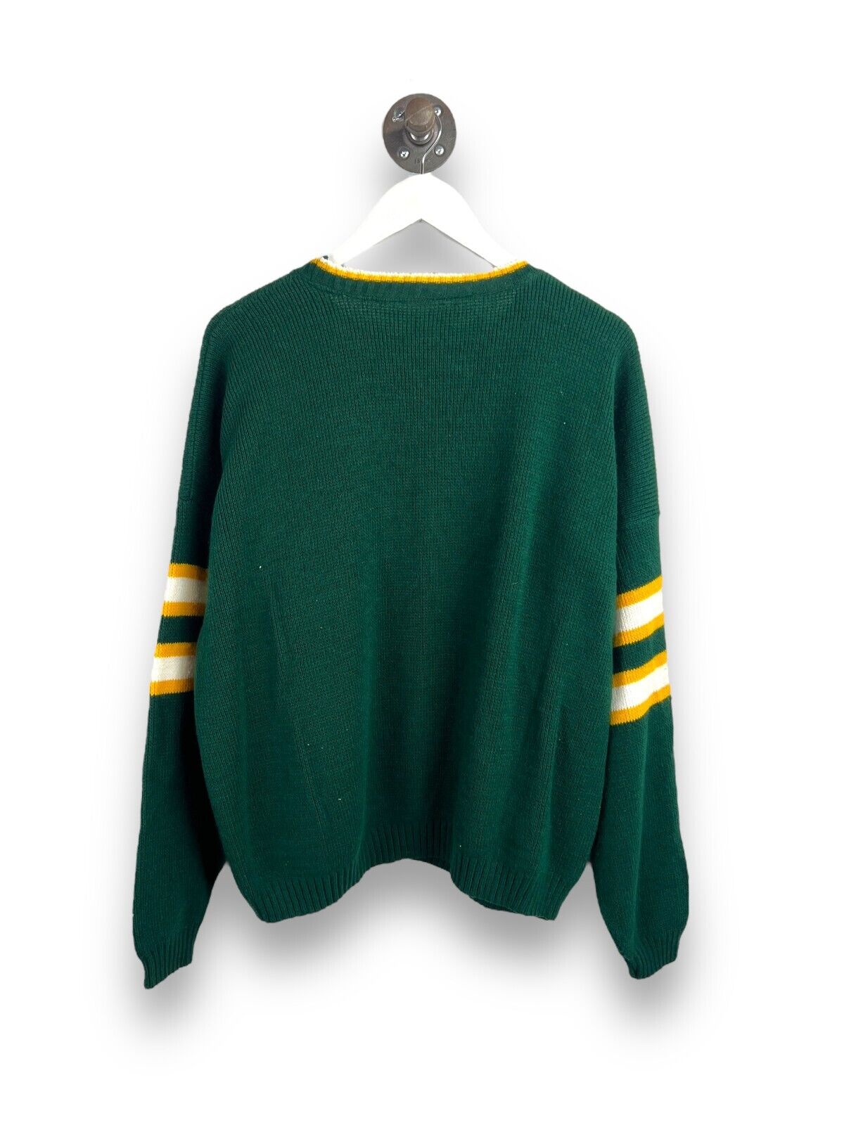 Vintage 90s Green Bay Packers NFL Graphic Knit Sweater Size Large Green