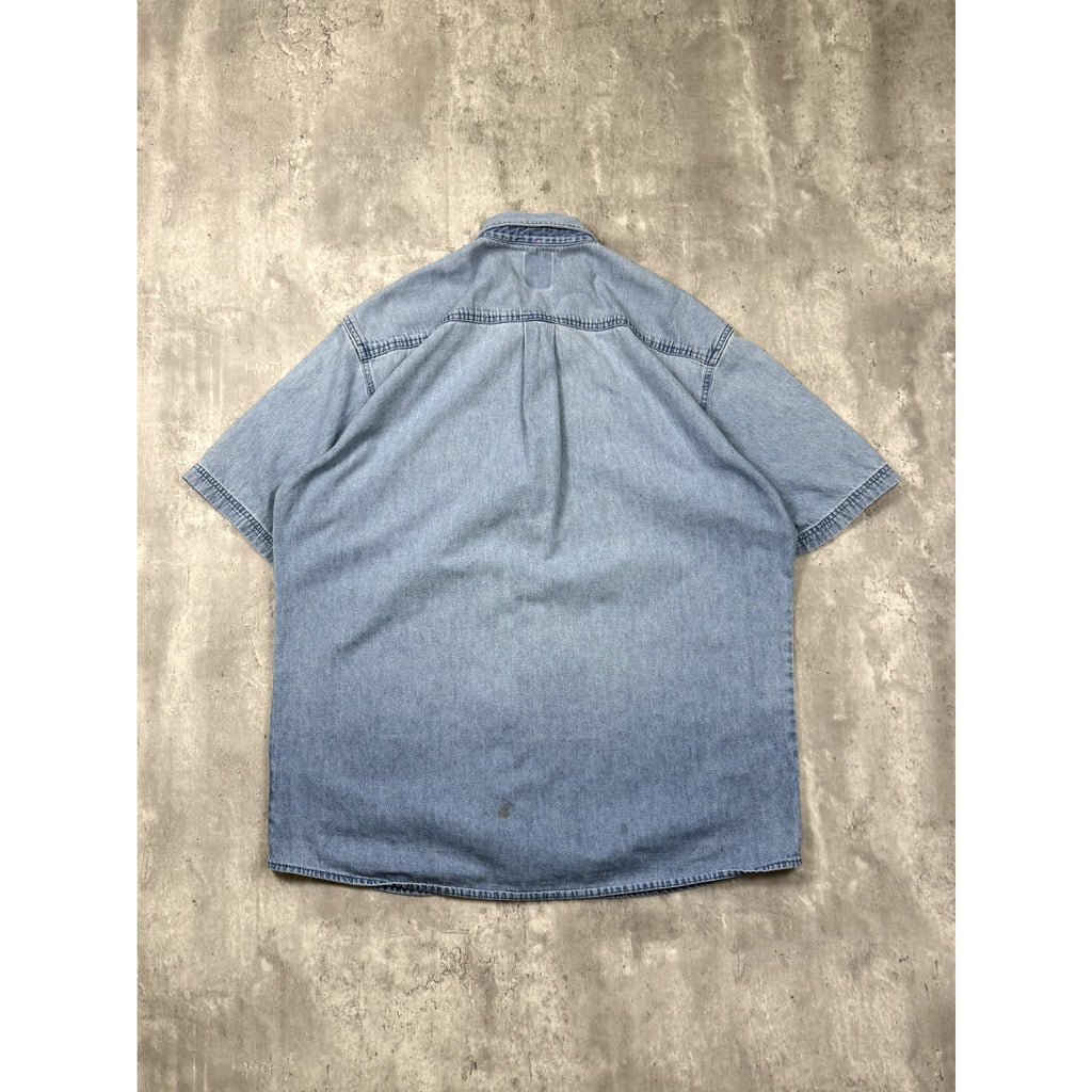 Vintage Dickies Light Wash Denim Single Pocket Button Up Shirt Size XLT