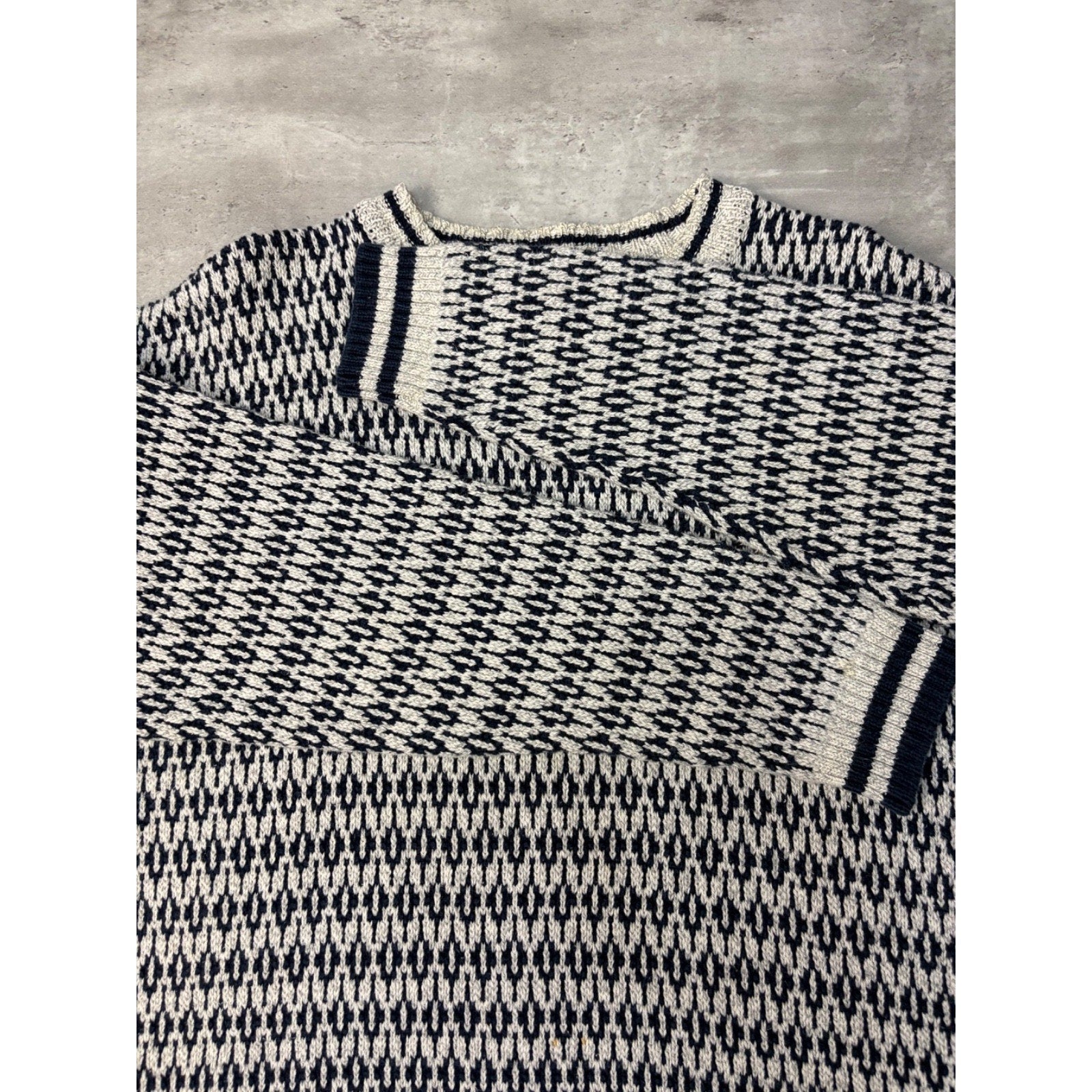 VTG 90s Club Room Abstract Diamond Print Pattern Pullover Knit Sweater Size XL
