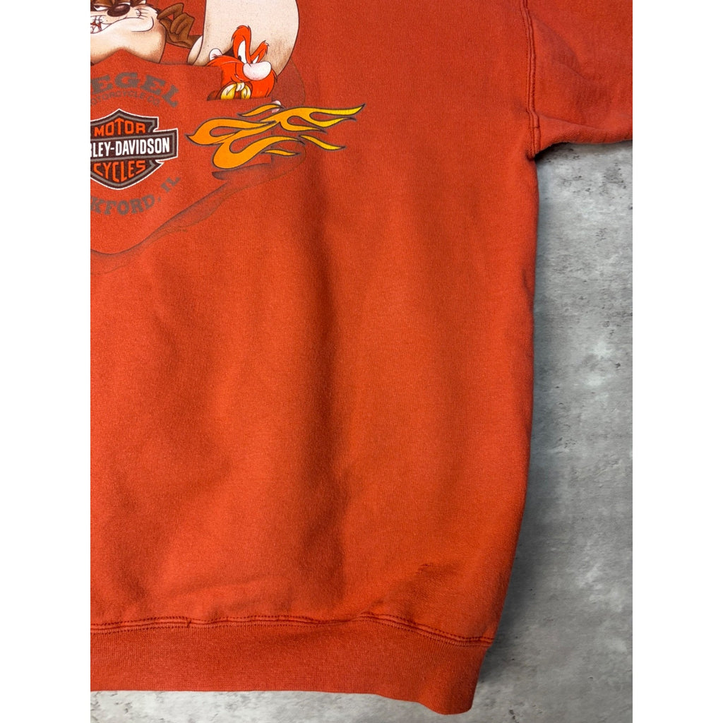 Vintage 2005 Harley Davidson One Bad Toy Looney Tunes Hooded Sweatshirt Size XL