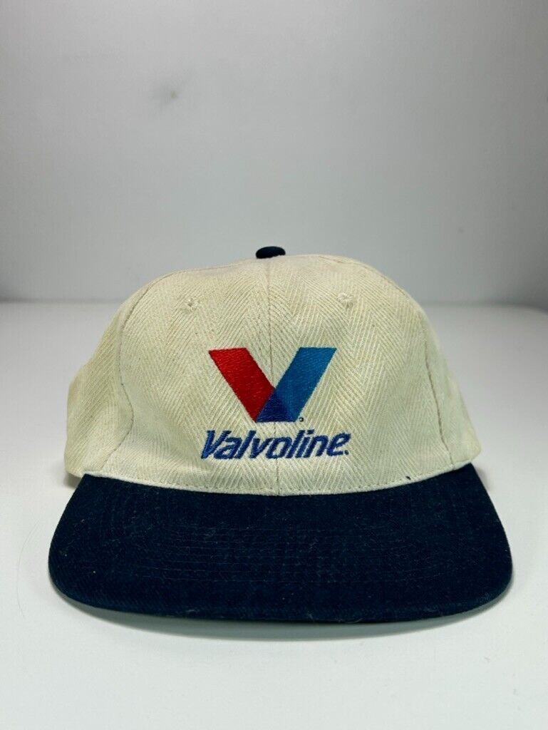 Vintage 90s Valvoline Racing Nascar Embroidered Leather Strapback Hat OSFA