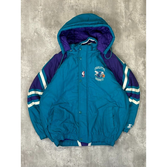 Vintage 90s Charlotte Hornets NBA Insulated Full Zip Starter Jacket Size Large