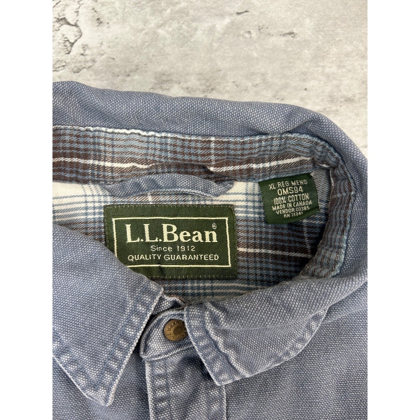 Vintage L.L. Bean Plaid Line Double Pocket Long Sleeve Button Up Shirt Size XL