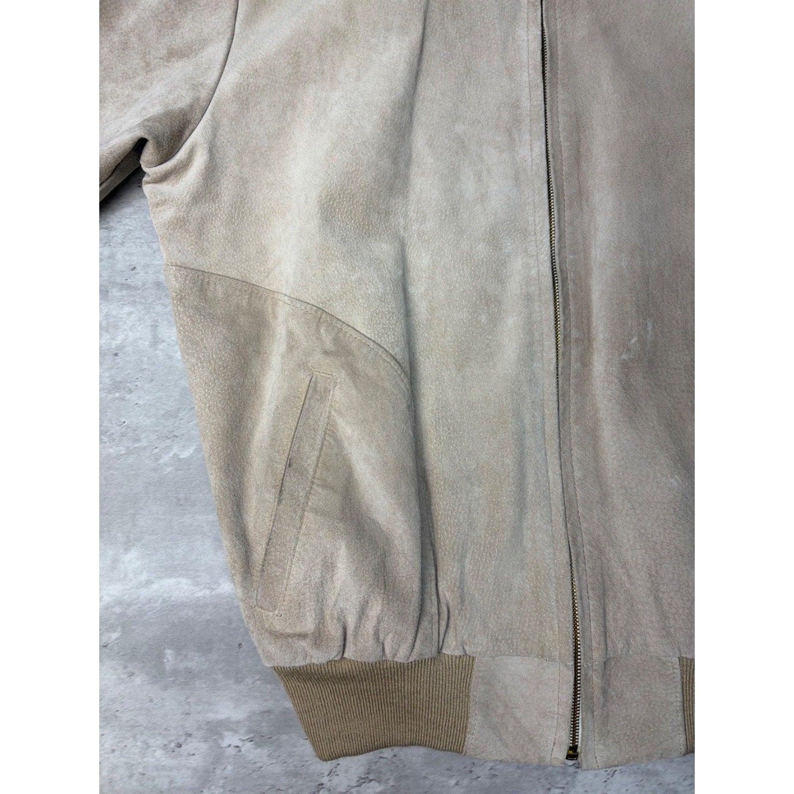 Vintage 90s Suede Earth Tone Full Zip Collared Bomber Jacket Size XL