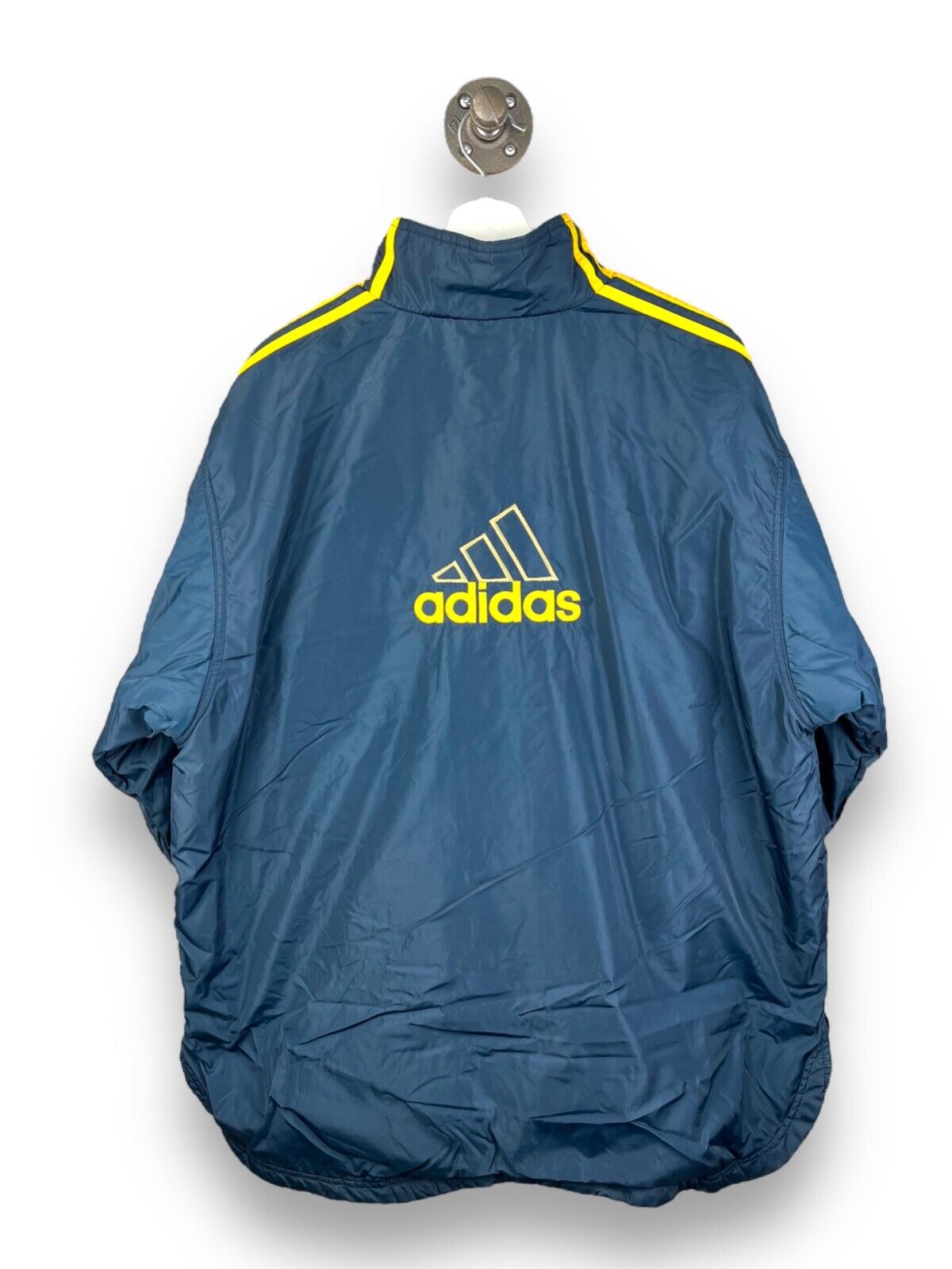 Vintage 90s Adidas Fleece Lined Embroidered Nylon 3 Stripe Jacket Size XL