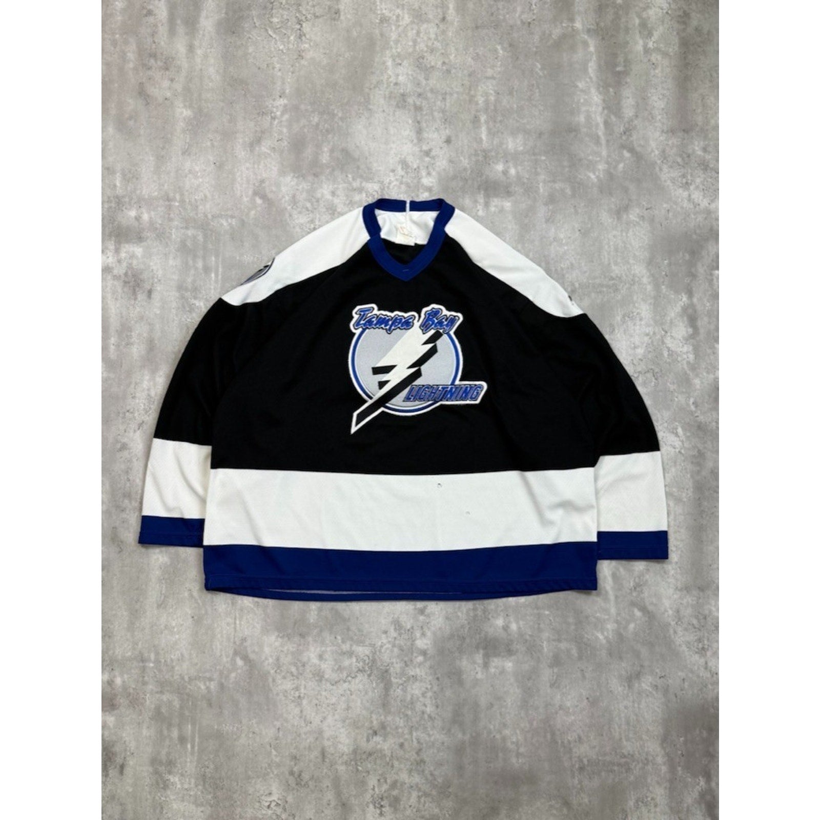 Vintage 90s Tampa Bay Lightning NHL Stitched CCM Maska Hockey Jersey Size XL