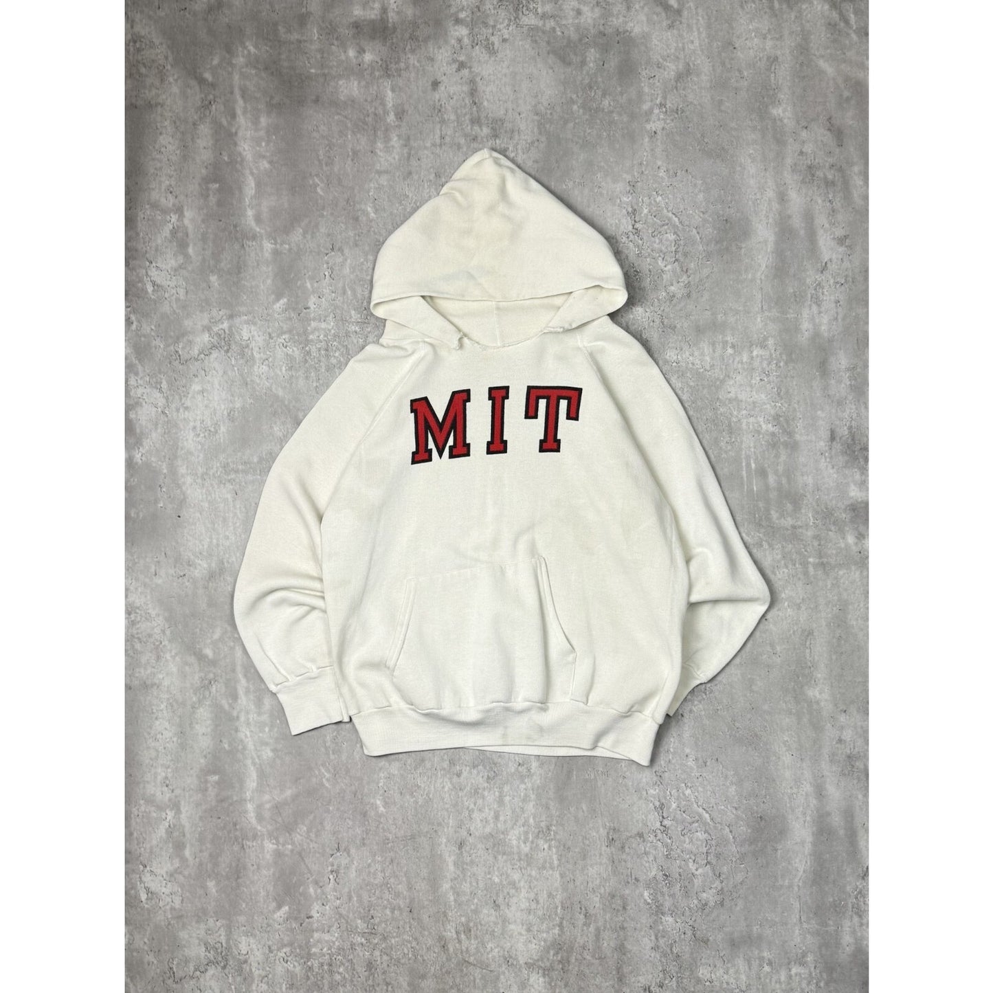Vintage 80s Champion MIT Graphic Spellout Hooded Sweatshirt Size Large