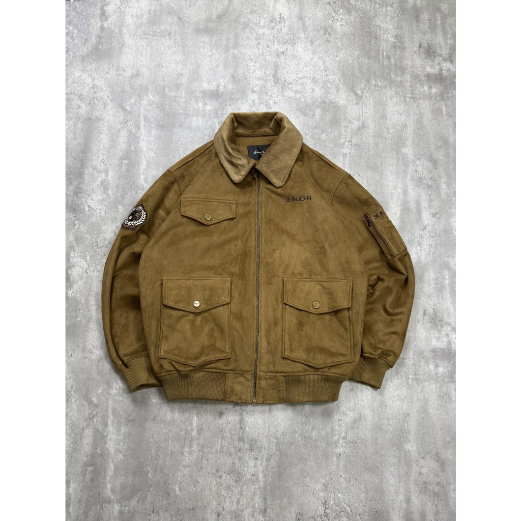 Vintage Y2K Sean John Multi Pocket Beige Bomber Jacket Size XL