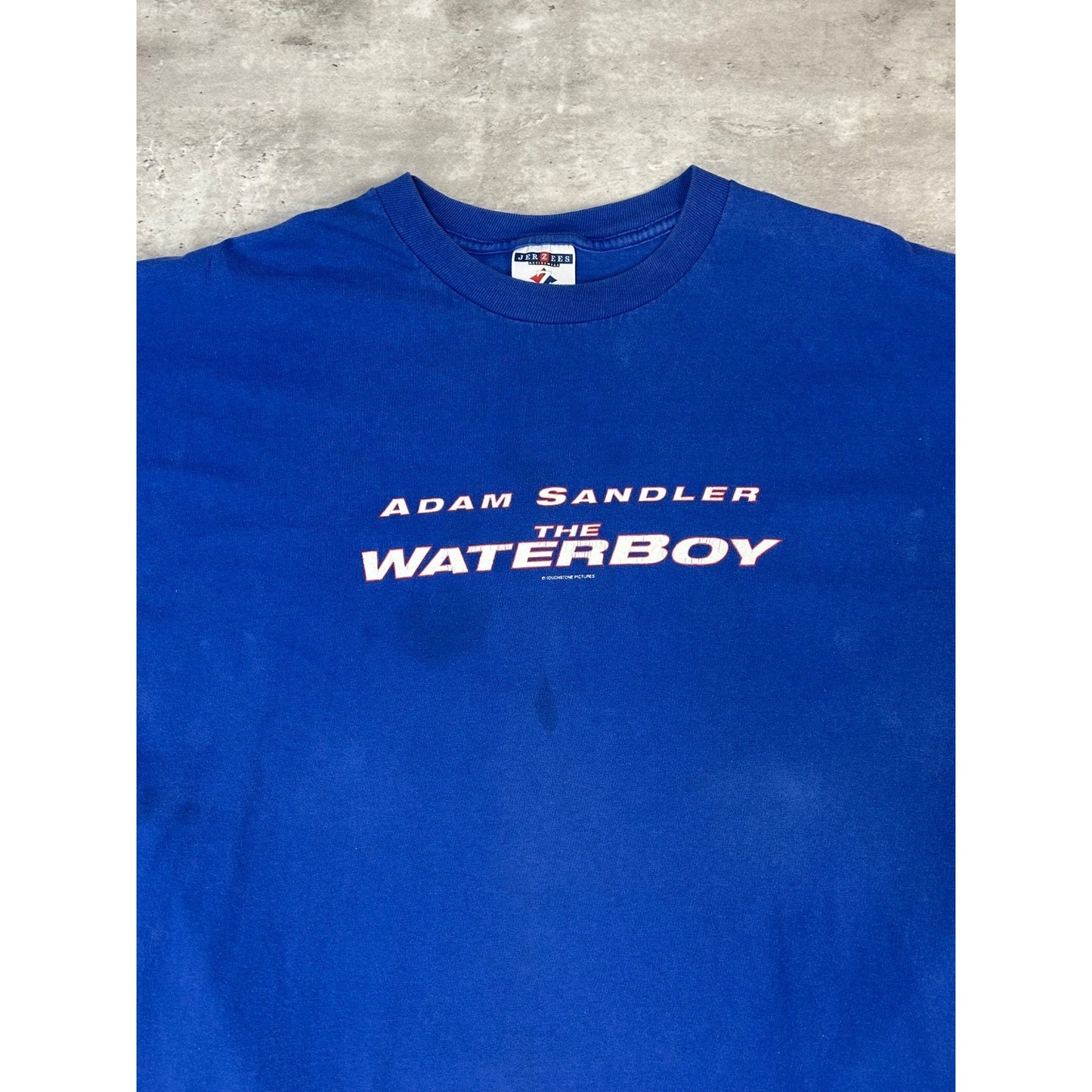 Vintage 1998 Adam Sandler The Waterboy Movie Promo T-Shirt Size XL Blue