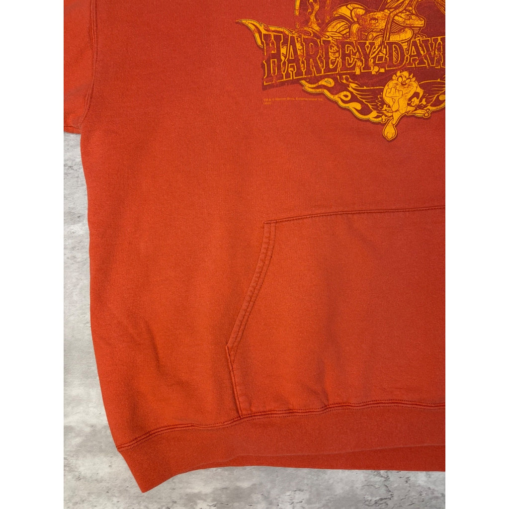 Vintage 2005 Harley Davidson One Bad Toy Looney Tunes Hooded Sweatshirt Size XL