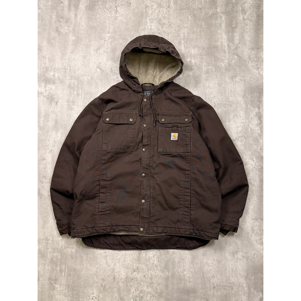 Carhartt Relaxed Fit Fleece Lined Hooded Chore Style Workwear Jacket Size XL