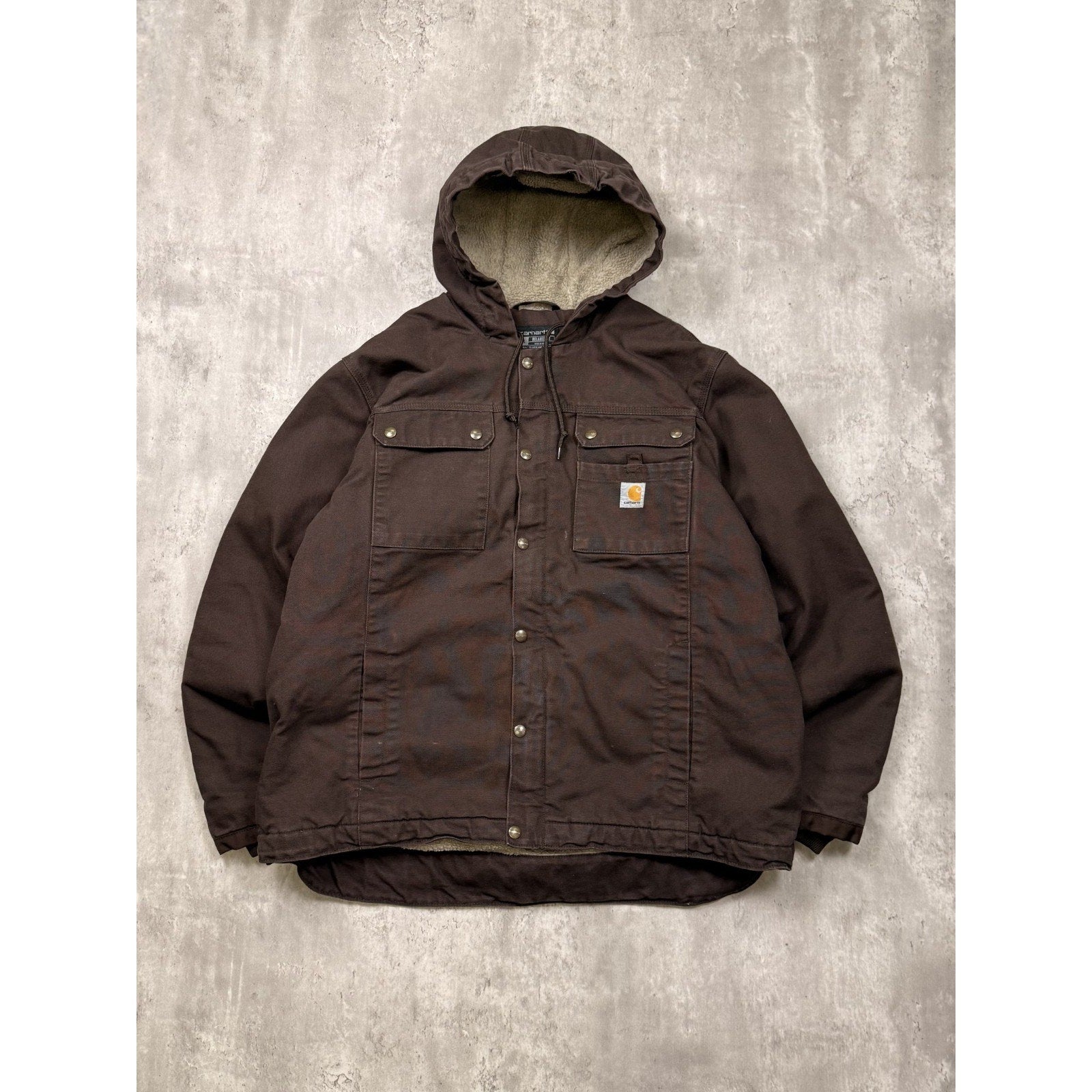 Carhartt Relaxed Fit Fleece Lined Hooded Chore Style Workwear Jacket Size XL