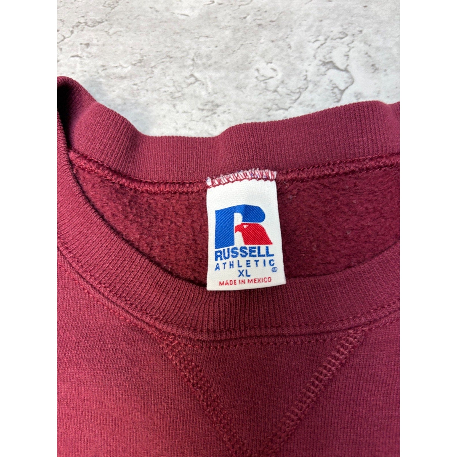 Vintage Russell Athletics Blank Pullover Maroon Crewneck Sweatshirt Size XL