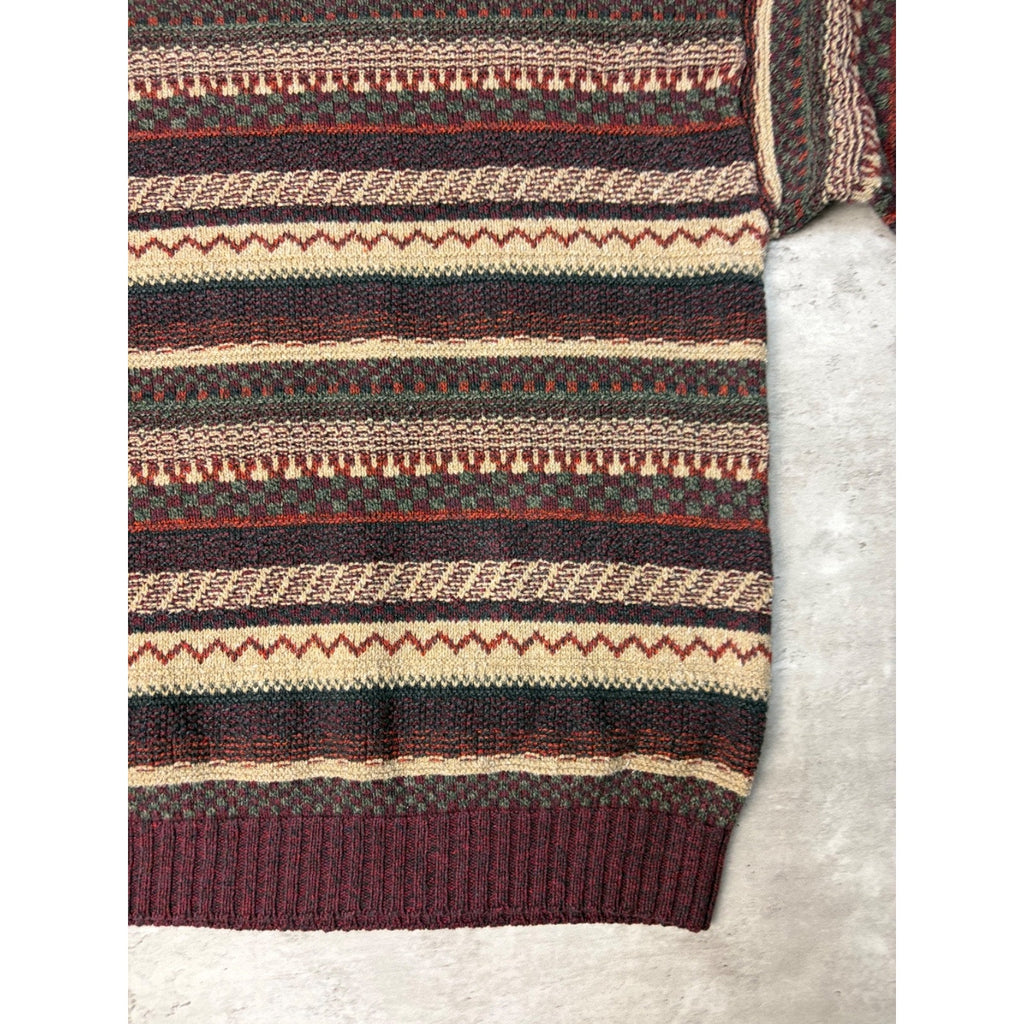 Vintage 90s St Johns Bay Abstract Striped Pullover Knit Sweater Size Large