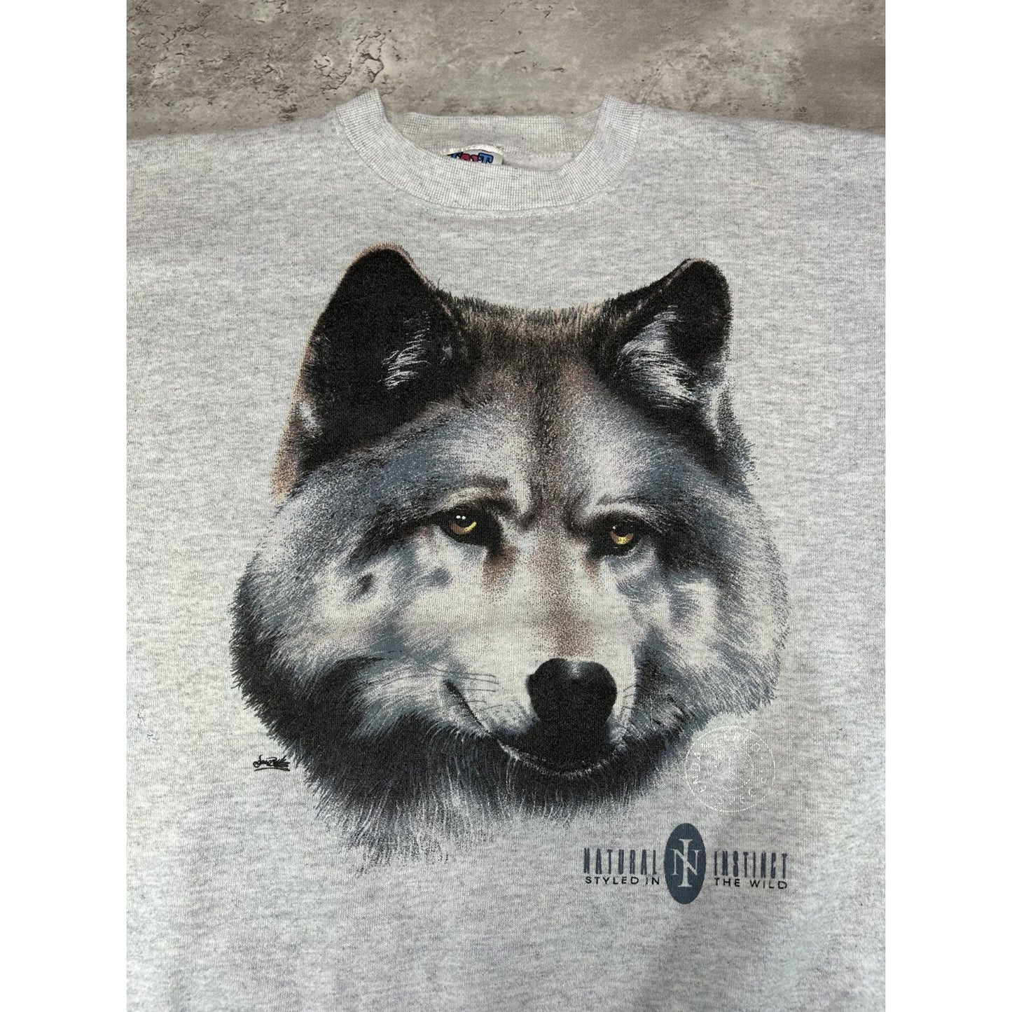 Vintage 90s Wolf Big Graphic Animal Nature Wilderness Sweatshirt Size Large