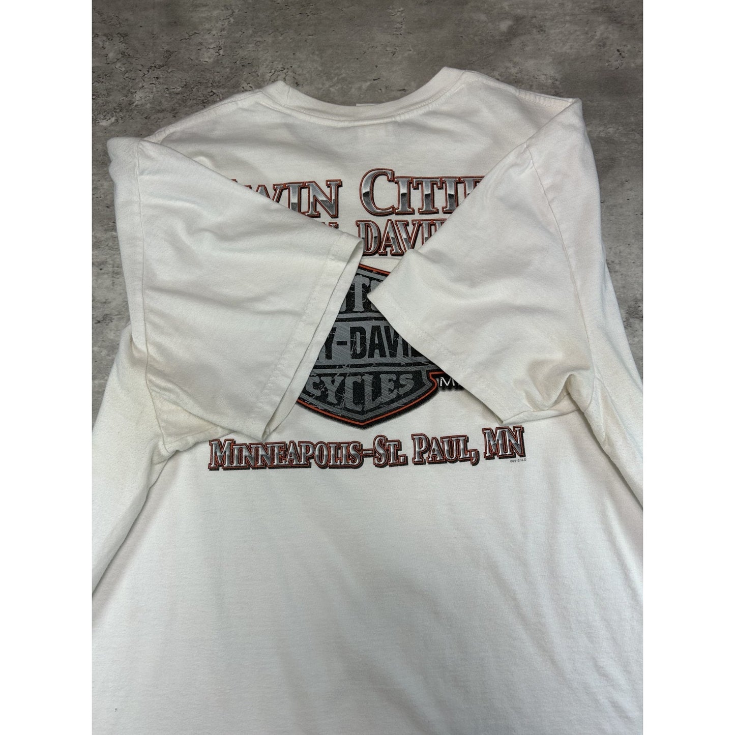 Harley Davidson Motorcycles Graphic Spellout Logo T-Shirt Size 2XL White