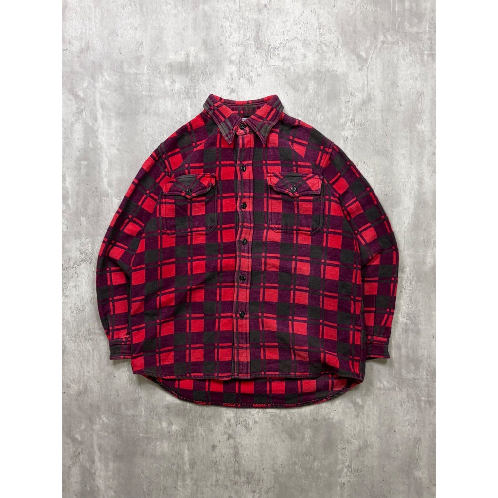 Vintage 1970s Champion Plaid Print Long Sleeve Button Up Shirt Size Large