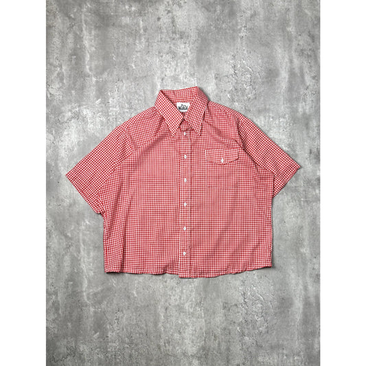 Vintage 80s/90s Woolrich Plaid Print Reworked Cropped Button Up Shirt Size XL