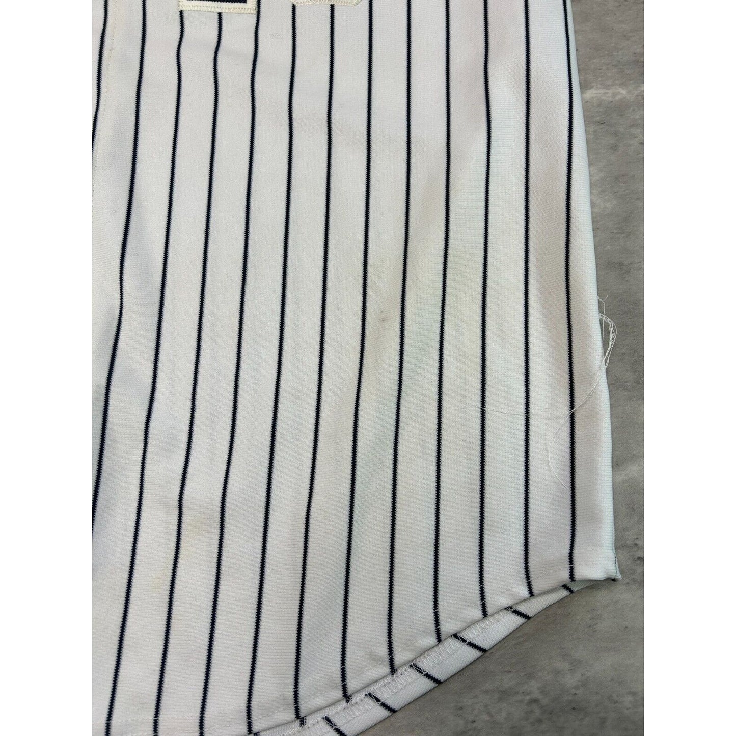 Vintage HRI #10 Embroidered Pinstripe Baseball Jersey Size XL White