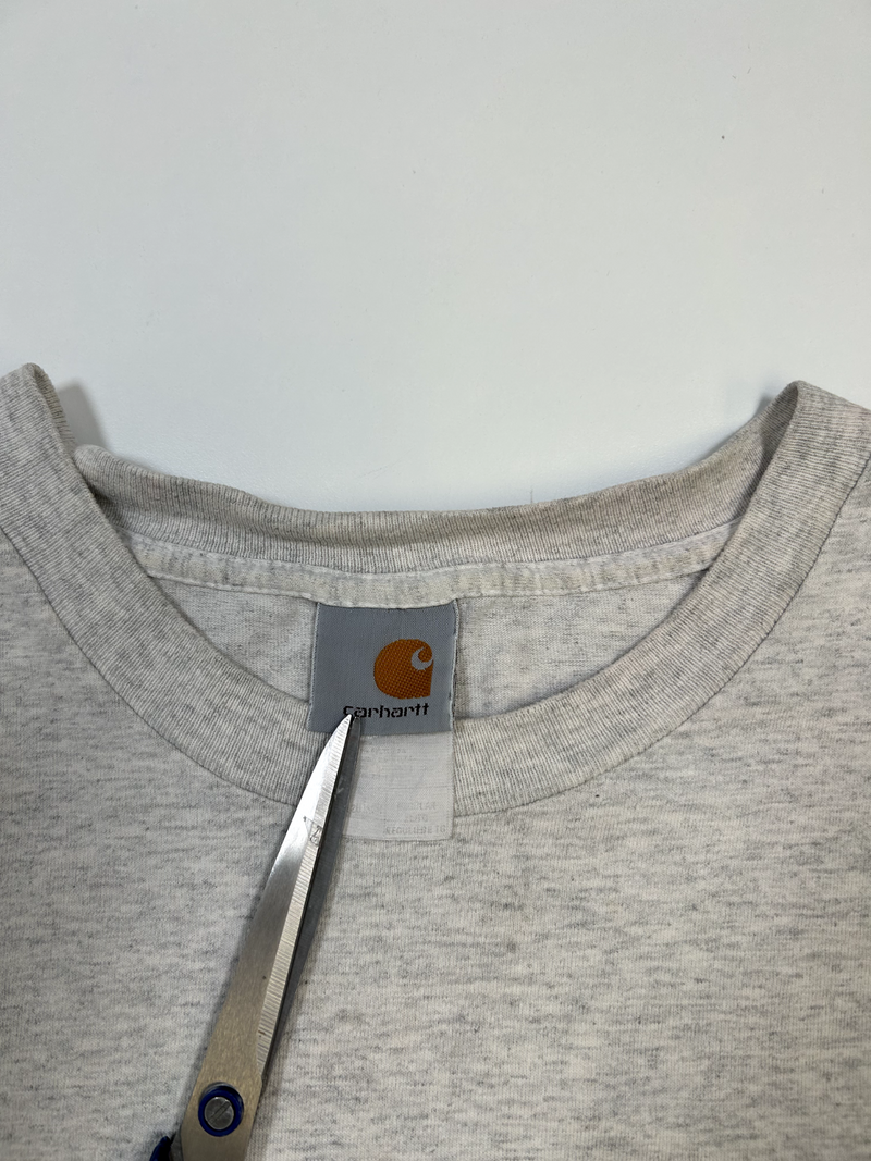 Vintage 90s Carhartt Pocket Logo Long Sleeve T-Shirt Size XL Gray