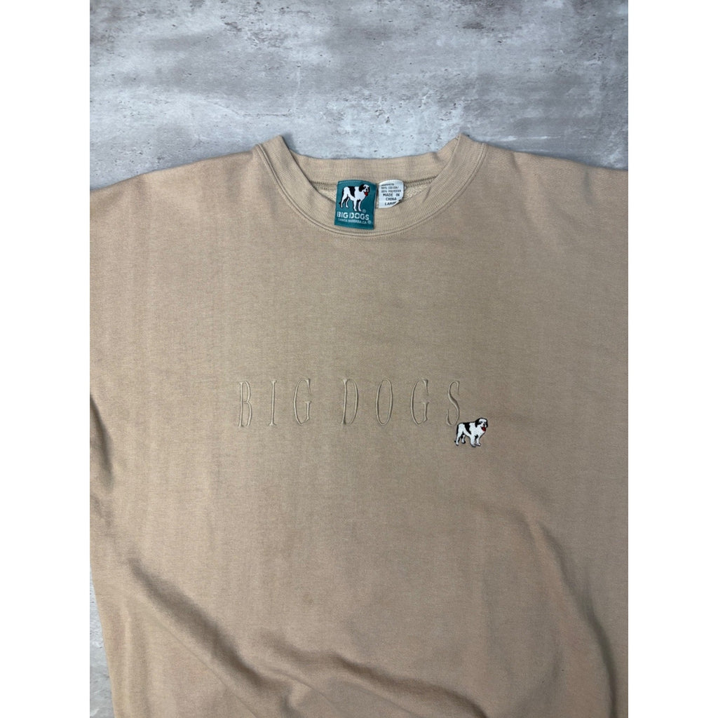 Vintage 90s Big Dogs Embroidered Spellout Logo Tonal Sweatshirt Size Large