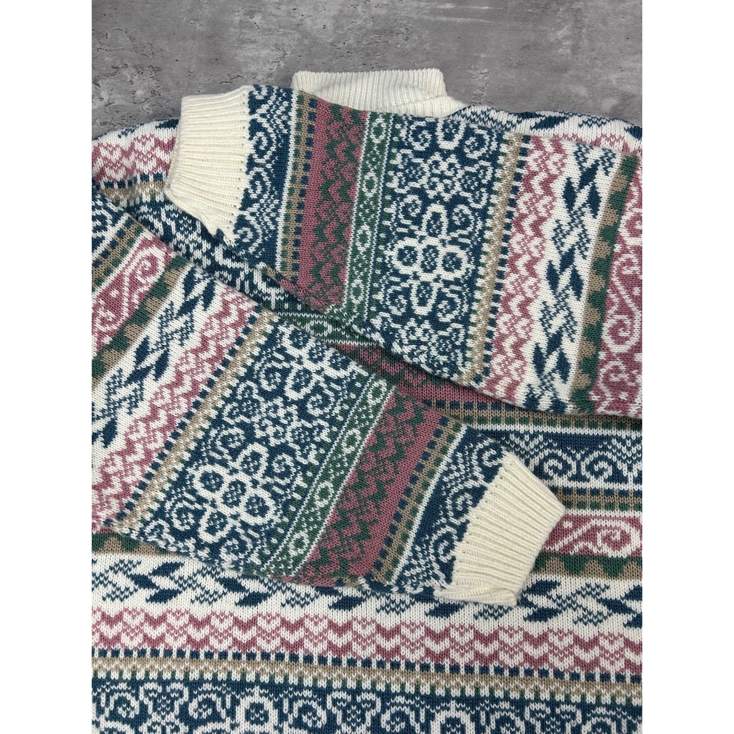 Vintage 90s Women's Alfred Dunner Abstract Striped Collared Knit Sweater Large