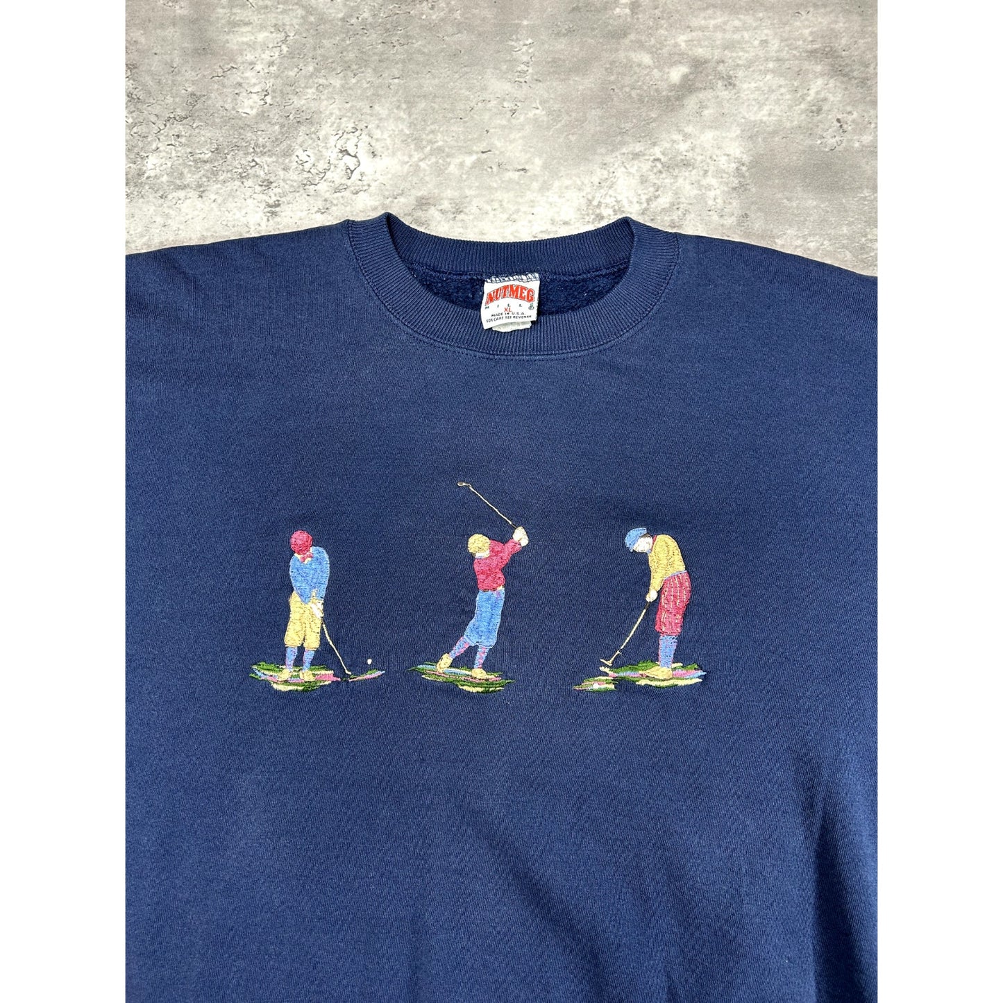 Vintage 90s Embroidered Golfers Graphic Crewneck Sweatshirt Size XL