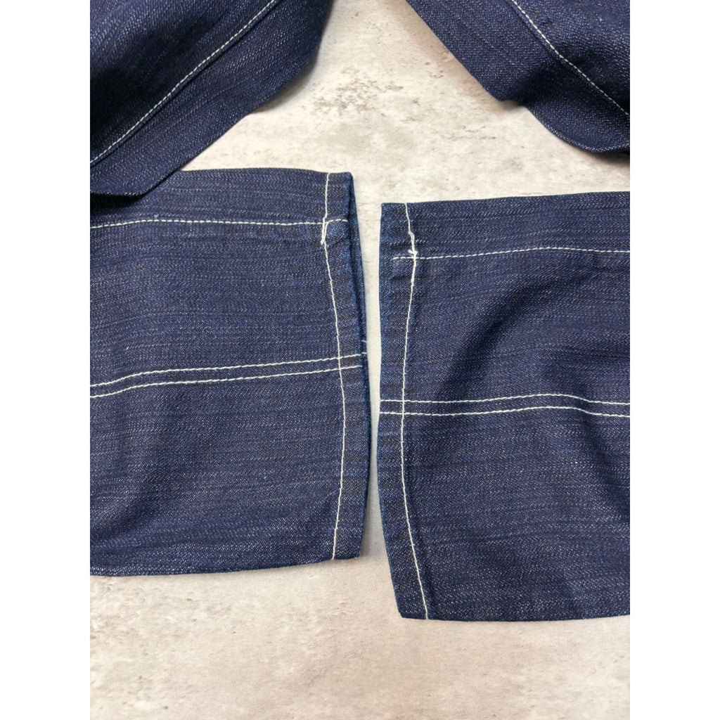 Vintage Y2K Womens Kani Contrast Stitched Spellout Dark Wash Denim Pants