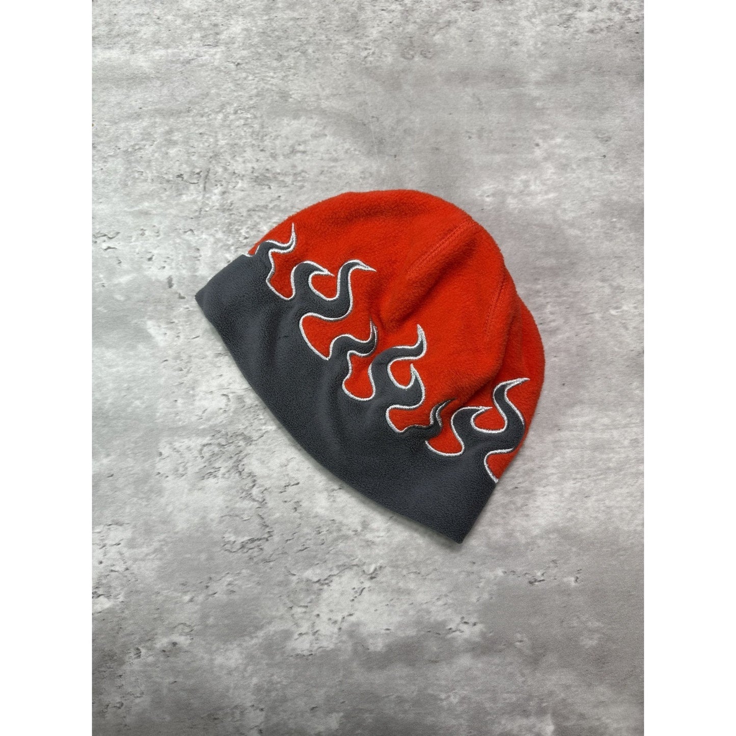 Vintage L.L. Bean Embroidered Two Tone Flame Print Beanie Hat Size Small