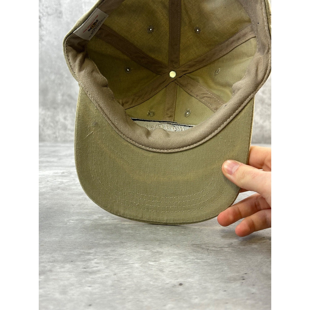 Vintage 90s Hard Rock Cafe Embroidered Logo Strapback Hat OSFA Beige