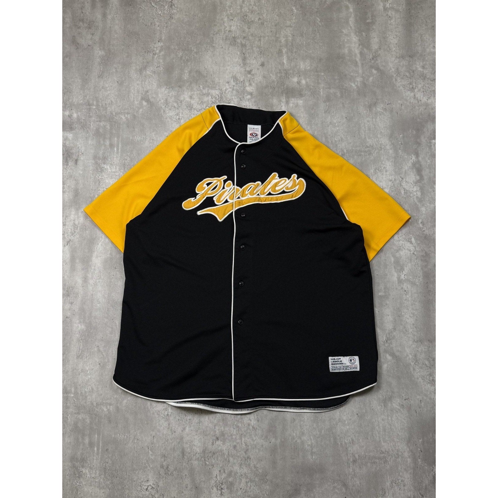 Vintage Pittsburgh Pirates MLB Script Spellout Baseball Jersey Size 2XL