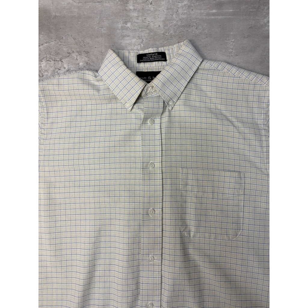 Vintage Croft & Barrow Single Pocket Plaid Cropped Button Up Shirt Size Medium