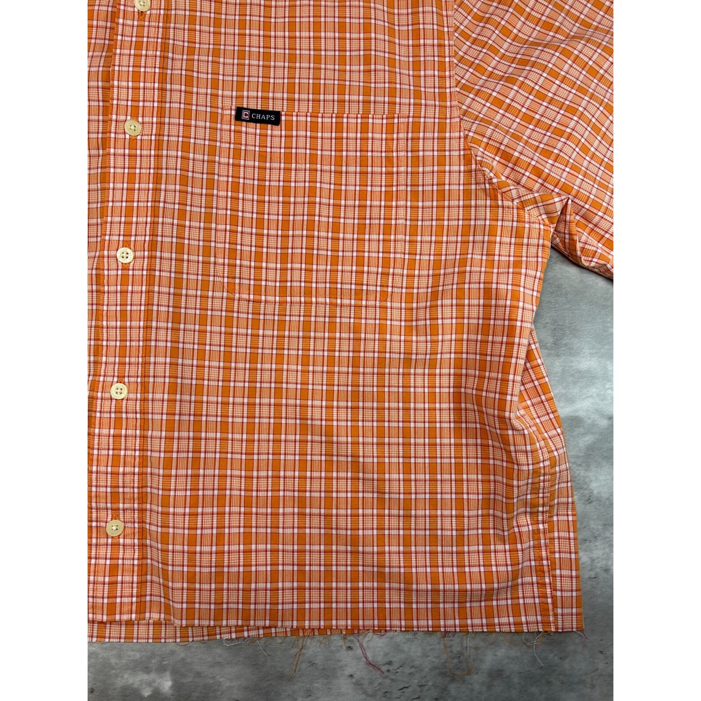 Vintage Chaps Ralph Lauren Plaid Print Reworked Cropped Button Up Shirt Sz Large