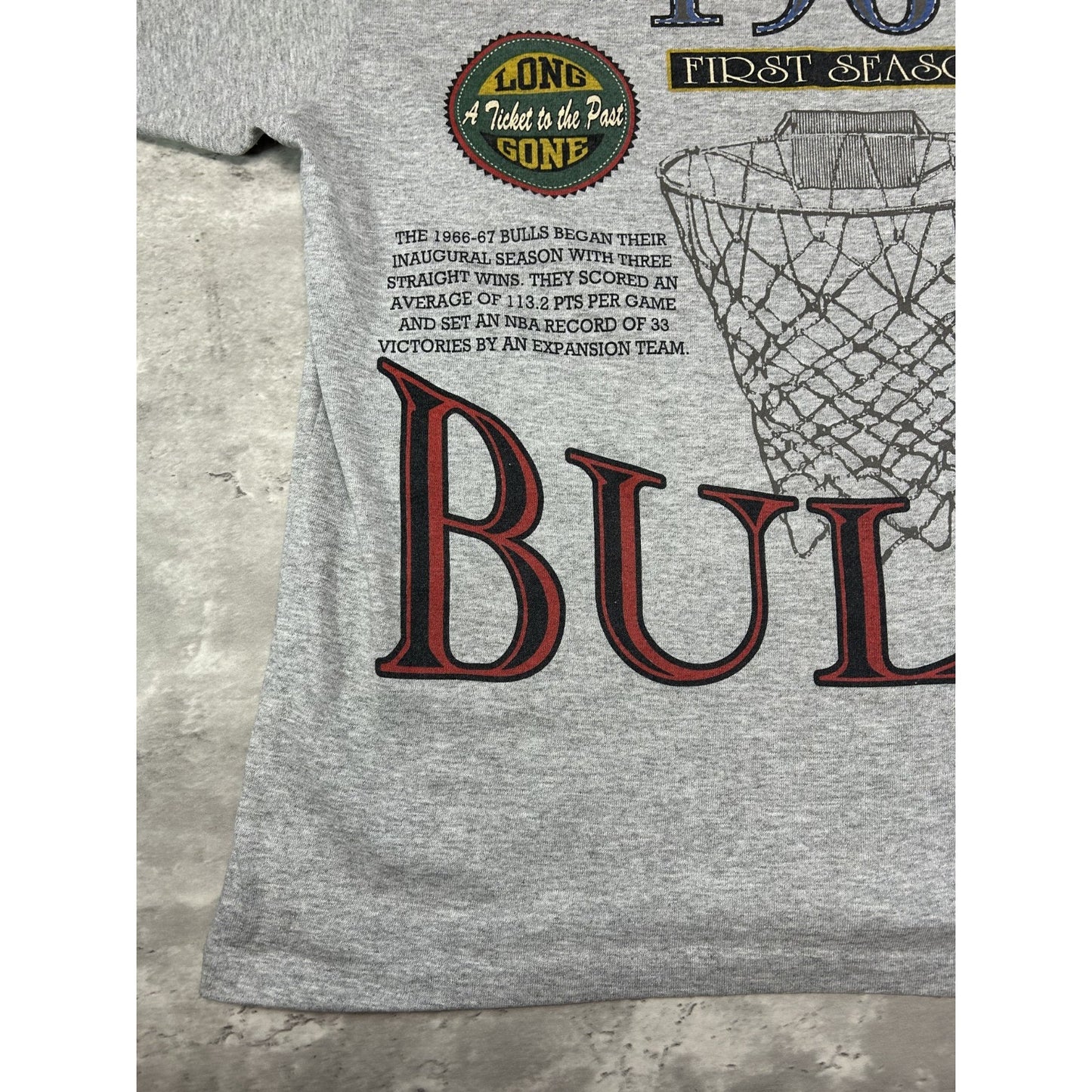 Vintage 90s Chicago Bulls NBA Graphic All Over Print 3/4 Sleeve T-Shirt Size XL
